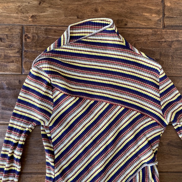Marques Almeida x 7 For All Mankind Women's Asymmetric Striped Blouse Size XS - Picture 3 of 7